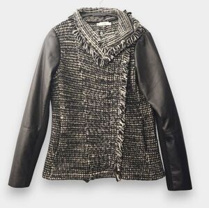 Vince Wool and Genuine Leather‎ Black Moto Style Jacket XXS Retails $595